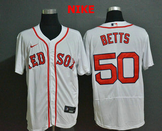 Men's Boston Red Sox #50 Mookie Betts White Stitched MLB Flex Base Nike Jersey