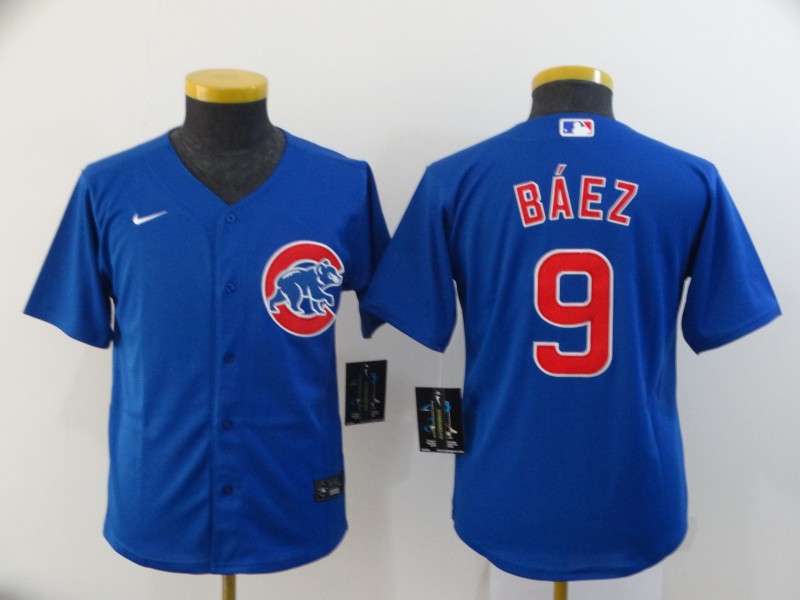 Youth Chicago Cubs #9 Javier Baez Blue Stitched MLB Cool Base Nike Jersey