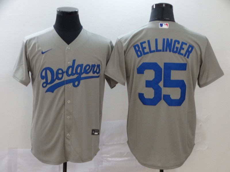 Men's Los Angeles Dodgers #35 Cody Bellinger Gray Stitched MLB Cool Base Nike Jersey