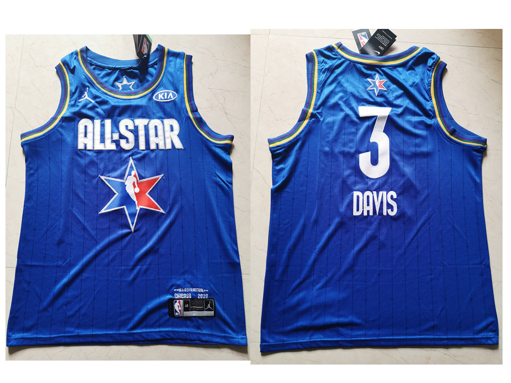 Men's Los Angeles Lakers #3 Anthony Davis Blue Jordan Brand 2020 All-Star Game Swingman Stitched NBA Jersey