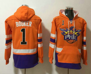 Men's Phoenix Suns #1 Devin Booker NEW Orange Pocket Stitched NBA Pullover Hoodie