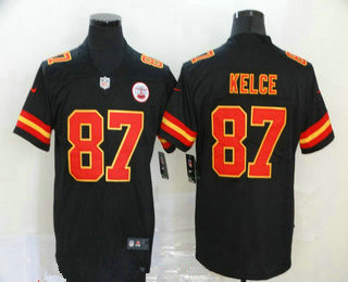 Men's Kansas City Chiefs #87 Travis Kelce Black 2017 Vapor Untouchable Stitched NFL Nike Elite Jersey