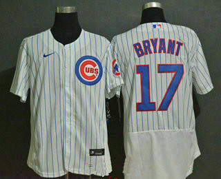 Men's Chicago Cubs #17 Kris Bryant White Home Stitched MLB Flex Base Nike Jersey