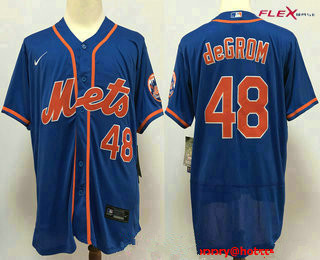 Men's New York Mets #48 Jacob deGrom Blue Stitched MLB Flex Base Nike Jersey