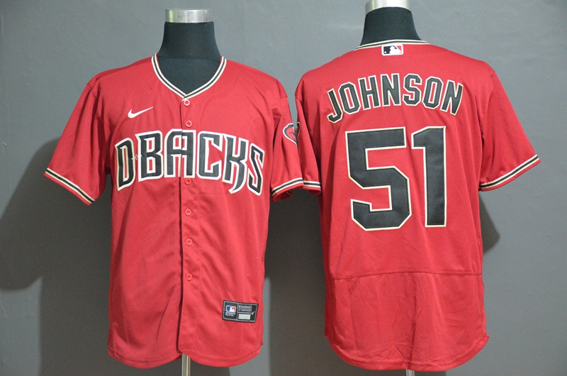 Men's Arizona Diamondbacks #51 Randy Johnson Red Stitched Nike MLB Flex Base Jersey