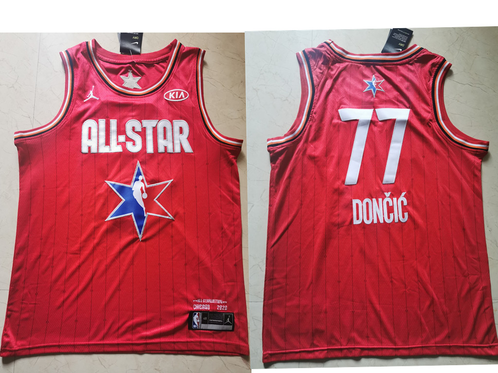 Men's Dallas Mavericks #77 Luka Doncic Red Jordan Brand 2020 All-Star Game Swingman Stitched NBA Jersey