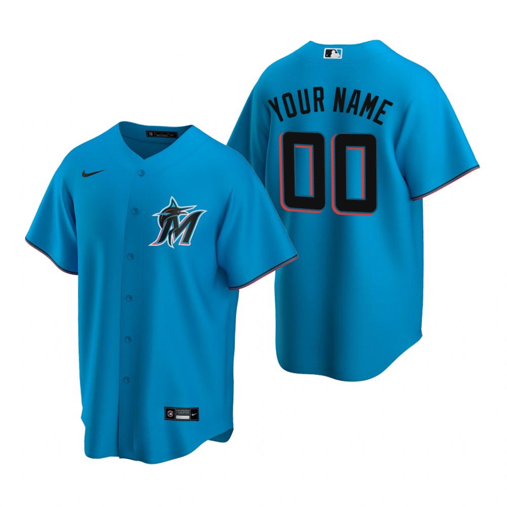 Men's Miami Marlins Custom Nike Blue Stitched MLB Cool Base Jersey