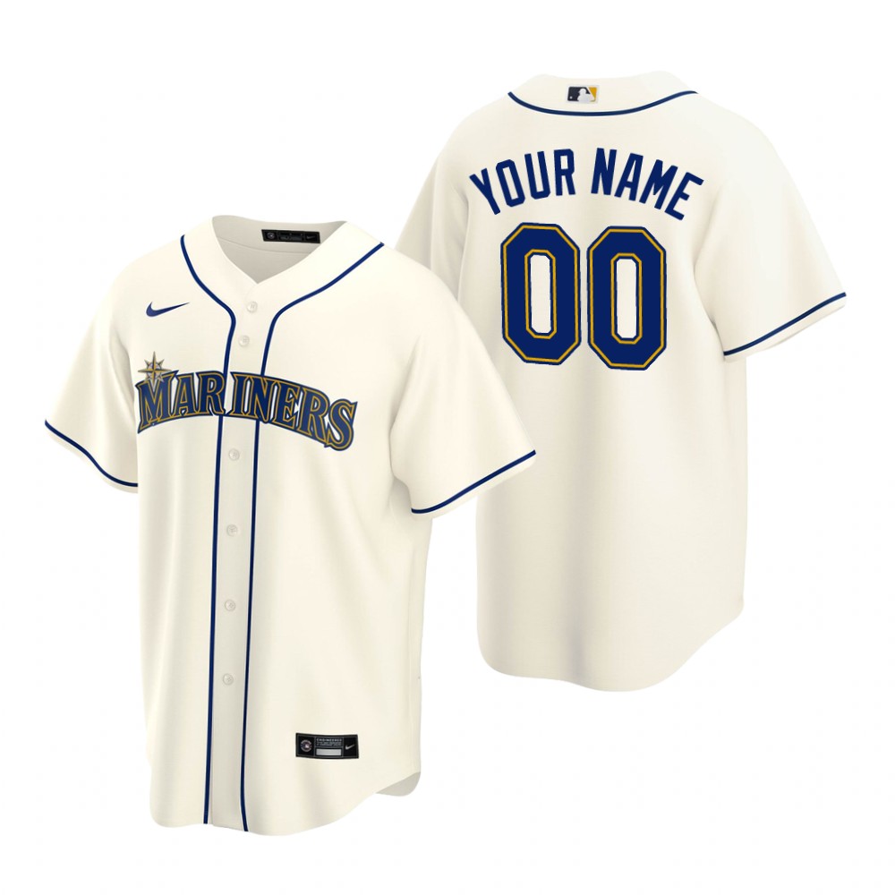 Men's Seattle Mariners Custom Nike Cream Stitched MLB Cool Base Jersey