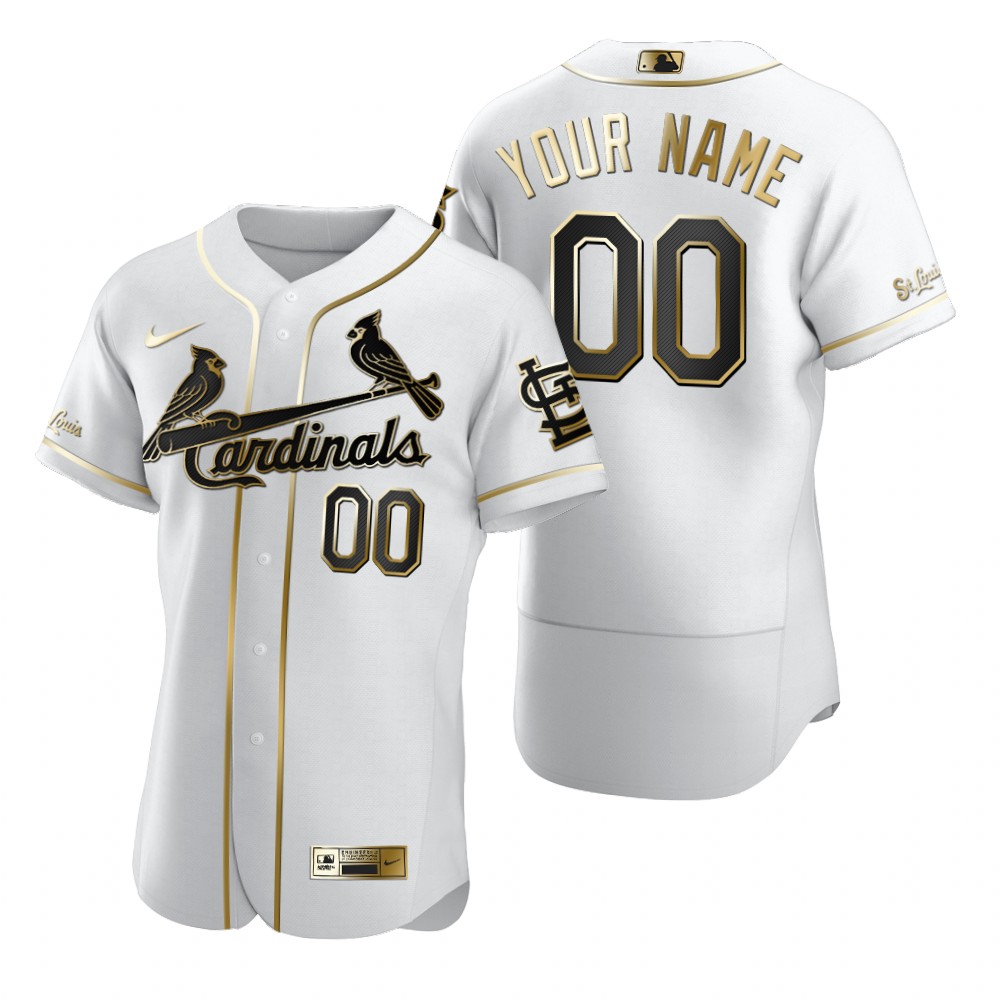 Men's St. Louis Cardinals Custom Nike White Stitched MLB Flex Base Golden Edition Jersey