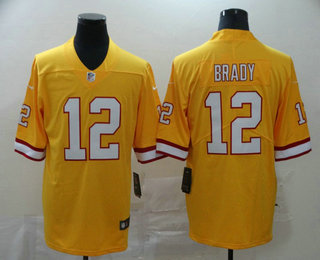 Men's Tampa Bay Buccaneers #12 Tom Brady Yellow 2020 NEW Vapor Untouchable Stitched NFL Nike Limited Jersey