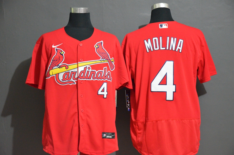 Men's St. Louis Cardinals #4 Yadier Molina Red Stitched MLB Flex Base Nike Jersey