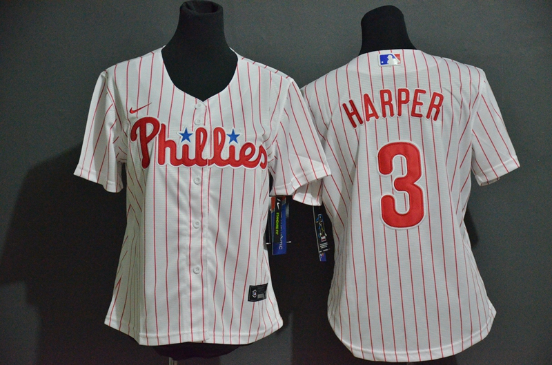 Women's Philadelphia Phillies #3 Bryce Harper White Stitched MLB Cool Base Nike Jersey