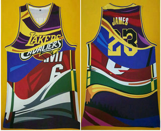 Men's Los Angeles Lakers #23 Lebron James Multi Color Swingman Printed NBA Jersey