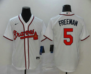 Men's Atlanta Braves #5 Freddie Freeman White Stitched MLB Cool Base Nike Jersey