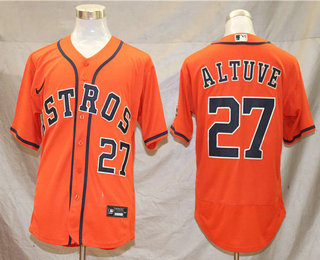 Men's Houston Astros #27 Jose Altuve Orange Stitched MLB Flex Base Nike Jersey