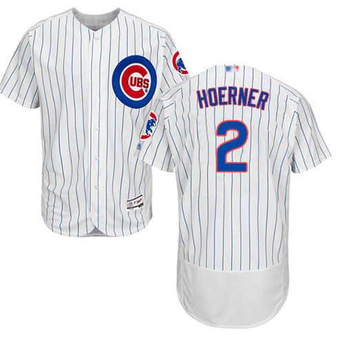 Men's Chicago Cubs #2 Nico Hoerner White Home Baseball Flex Base Jersey