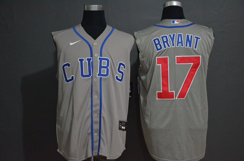 Men's Chicago Cubs #17 Kris Bryant Grey 2020 Cool and Refreshing Sleeveless Fan Stitched MLB Nike Jersey