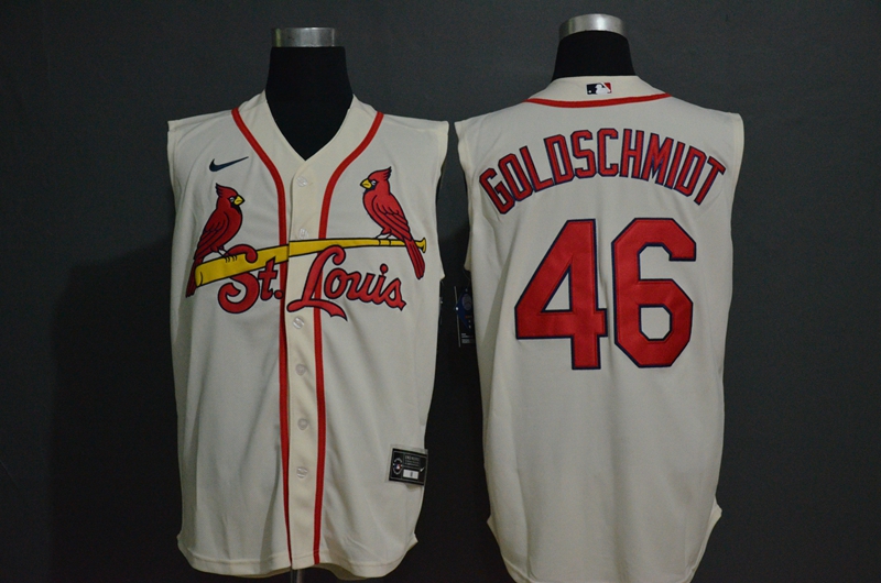 Men's St. Louis Cardinals #46 Paul Goldschmidt Cream 2020 Cool and Refreshing Sleeveless Fan Stitched MLB Nike Jersey