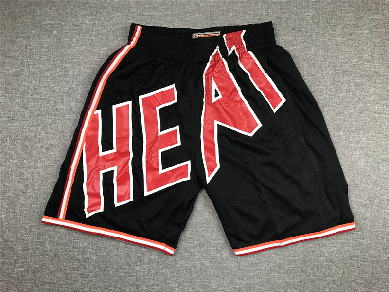 Men's Miami Heat Black Big Face Mitchell Ness Hardwood Classics Soul Swingman Throwback Shorts