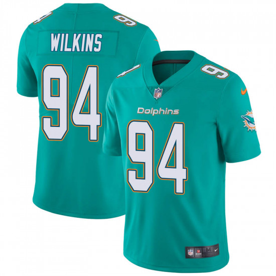 Nike Miami Dolphins #94 Christian Wilkins Men's Limited Team Color Aqua Vapor Untouchable Nike Jersey