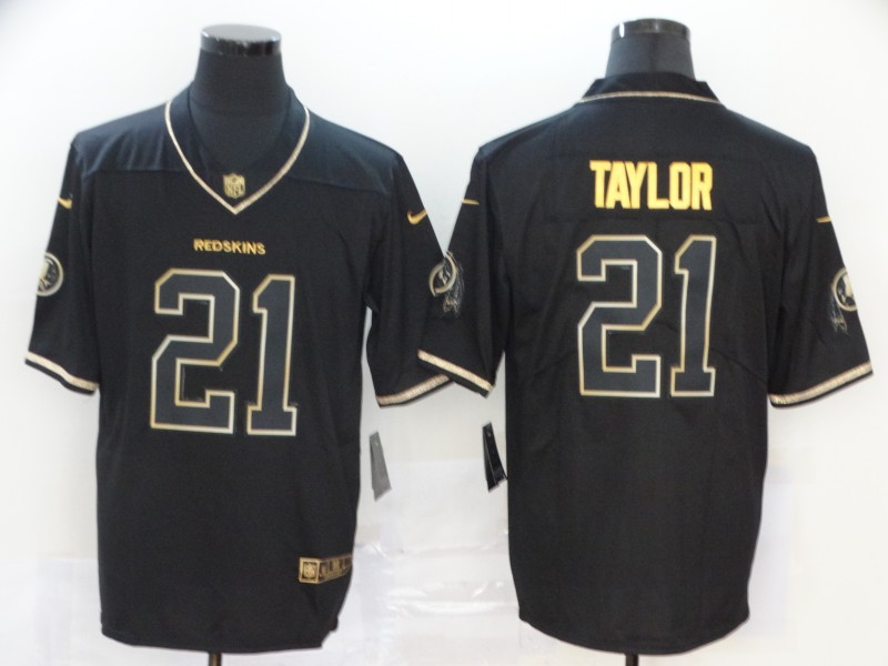 Men's Washington Redskins #21 Sean Taylor Black 100th Season Golden Edition Jersey