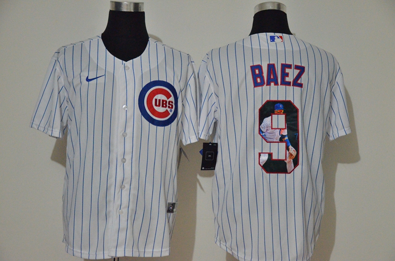 Men's Chicago Cubs #9 Javier Baez White Unforgettable Moment Stitched Fashion MLB Cool Base Nike Jersey