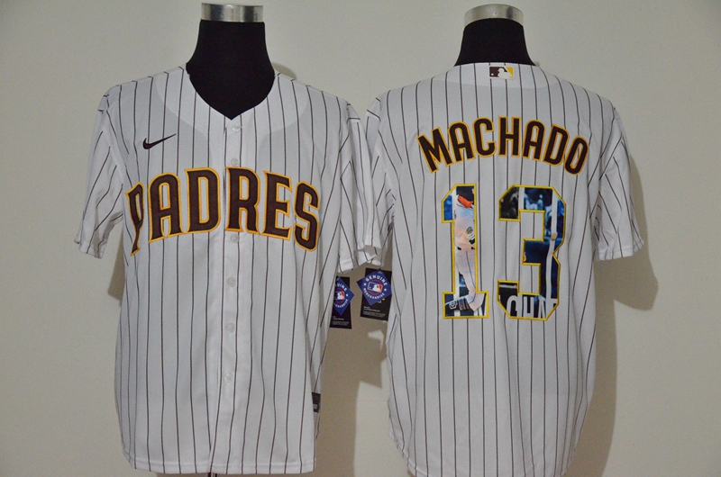 Men's San Diego Padres #13 Manny Machado White Unforgettable Moment Stitched Fashion MLB Cool Base Nike Jersey