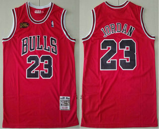 Men's Chicago Bulls #23 Michael Jordan 1997-98 Red Final Patch Hardwood Classics Soul Swingman Throwback Jersey