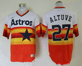 Men's Houston Astros #27 Jose Altuve Orange Rainbow Cooperstown Stitched MLB Cool Base Nike Jersey