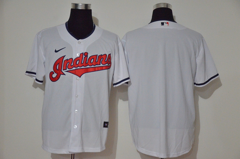 Men's Cleveland Indians Blank White Stitched MLB Cool Base Nike Jersey