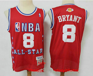 Men's Los Angeles Lakers #8 Kobe Bryant Red 2003 All Star Swingman Throwback Jersey