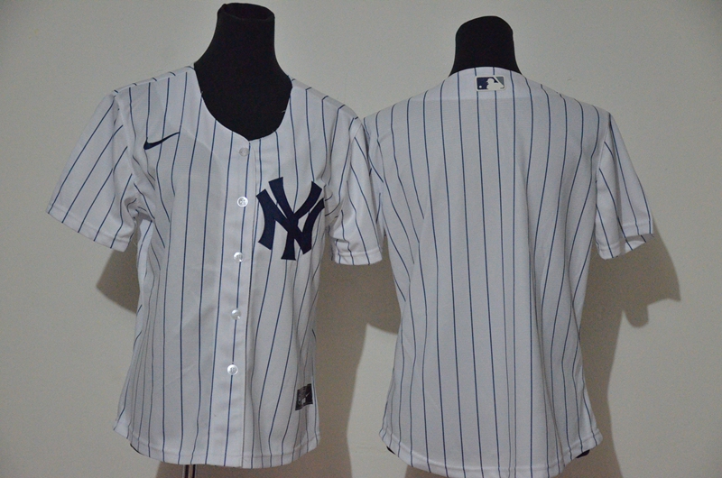 Women's New York Yankees Blank White Home Stitched MLB Cool Base Nike Jersey