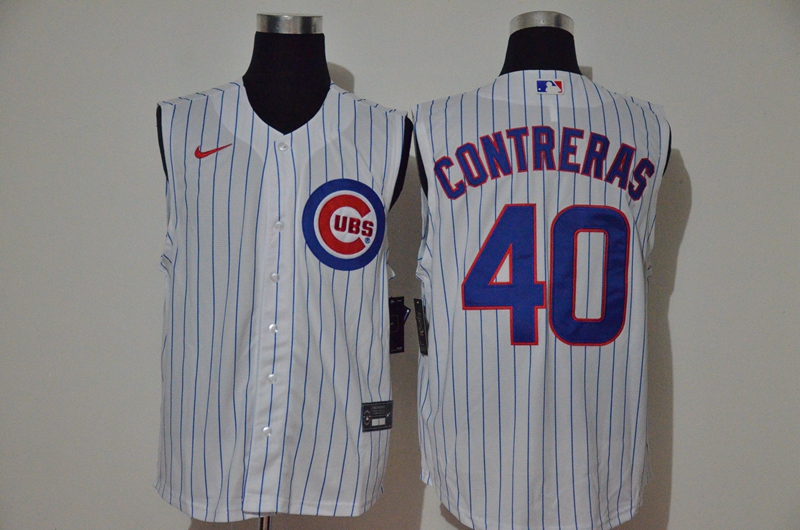 Men's Chicago Cubs #40 Willson Contreras White 2020 Cool and Refreshing Sleeveless Fan Stitched MLB Nike Jersey