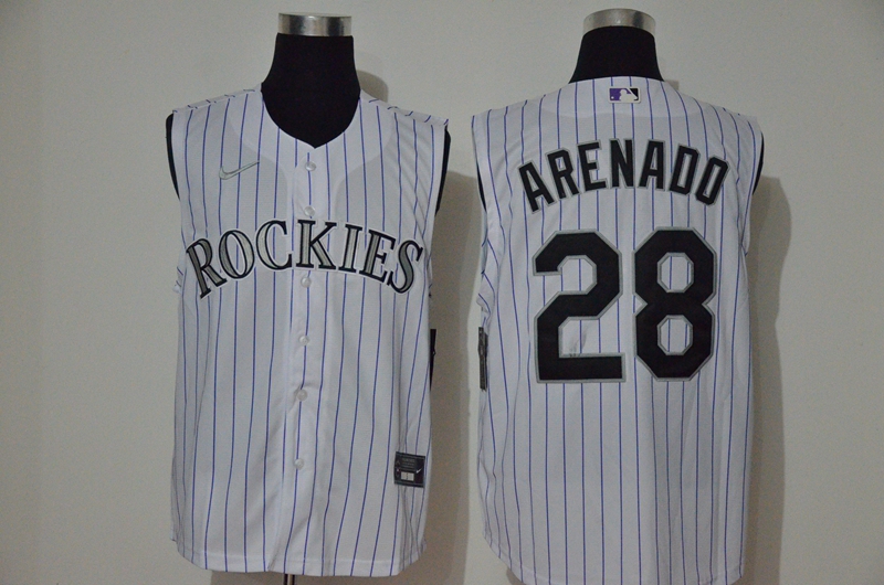 Men's Colorado Rockies #28 Nolan Arenado White 2020 Cool and Refreshing Sleeveless Fan Stitched MLB Nike Jersey