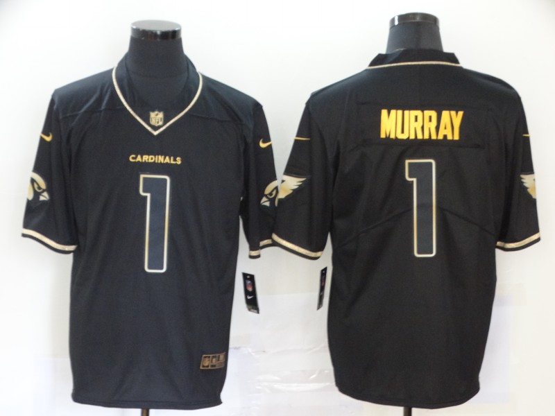 Men's Arizona Cardinals #1 Kyler Murray Black 100th Season Golden Edition Jersey