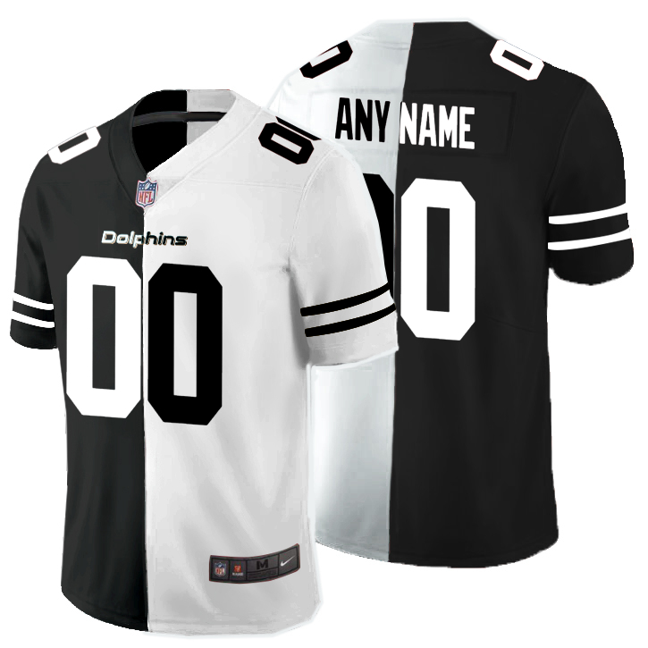 Nike Miami Dolphins Customized Black And White Split Vapor Untouchable Limited Jersey