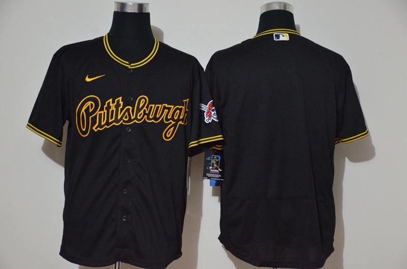 Men's Pittsburgh Pirates Blank Black Pullover Throwback Stitched MLB Flex Base Nike Jersey