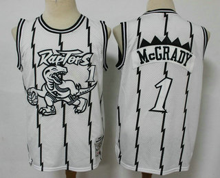 Men's Toronto Raptors #1 Tracy McGrady 1998-99 White Silver Hardwood Classics Soul Swingman Throwback Jersey