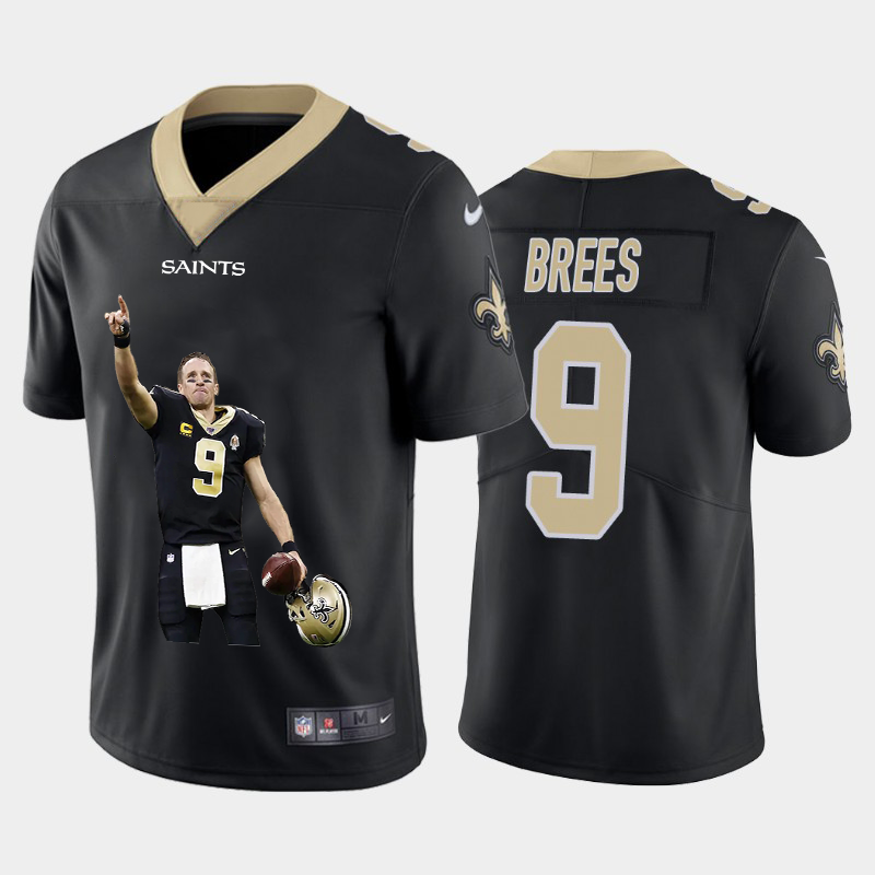 Men's New Orleans Saints #9 Drew Brees Black Player Portrait Edition 2020 Vapor Untouchable Stitched NFL Nike Limited Jersey