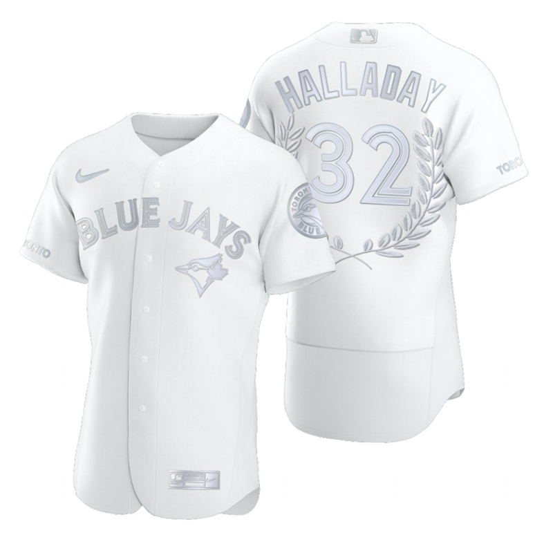 Men's Toronto Blue Jays #32 Roy Halladay White Nike Flexbase Fashion Jersey