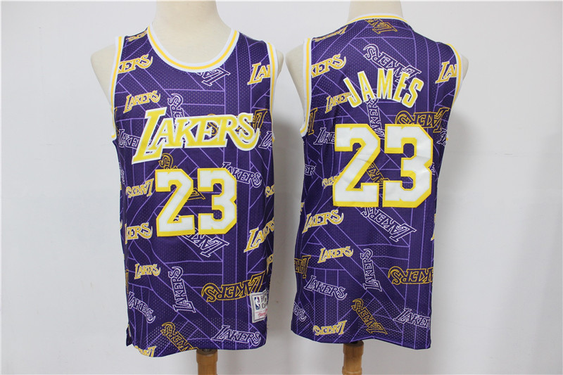 Men's Los Angeles Lakers #23 LeBron James Purple Tear Up Pack Mitchell & Ness Swingman Jeresy