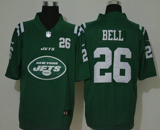 Men's New York Jets #26 Le'Veon Bell Green 2020 Big Logo Number Vapor Untouchable Stitched NFL Nike Fashion Limited Jersey