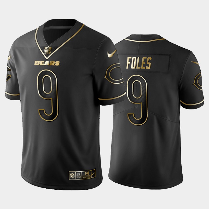 Men's Chicago Bears #9 Nick Foles Golden Edition Black Nike Jersey