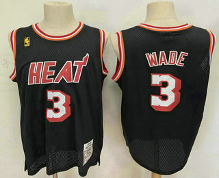 Men's Miami Heat #3 Dwyane Wade Black 2003-04 Hardwood Classics Soul Swingman Throwback Jersey