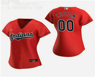 Women's Custom Cleveland Indians 2020 Red Alternate Nike Jersey