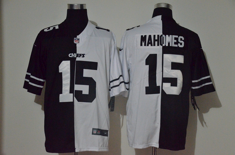 Men's Kansas City Chiefs #15 Patrick Mahomes Black White Peaceful Coexisting 2020 Vapor Untouchable Stitched NFL Nike Limited Jersey