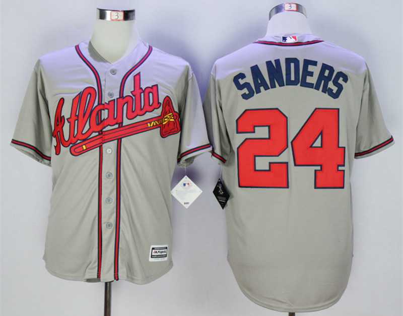 Big Size Men's Atlanta Braves #24 Deion Sanders Grey New Cool Base Jersey