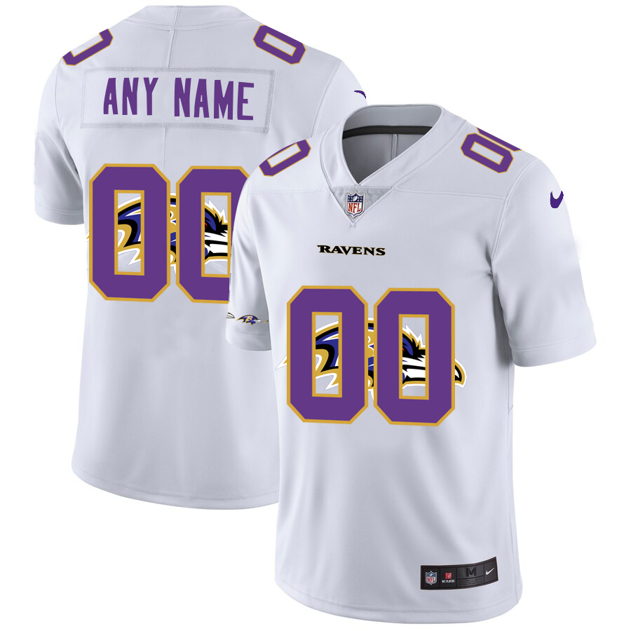 Nike Baltimore Ravens Customized White Team Big Logo Vapor Untouchable Limited Jersey