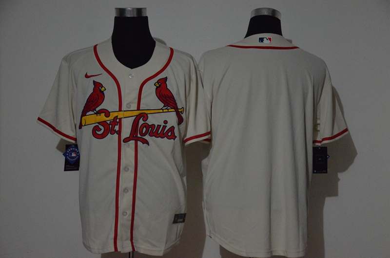 Men's St. Louis Cardinals Blank Cream Stitched MLB Cool Base Nike Jersey