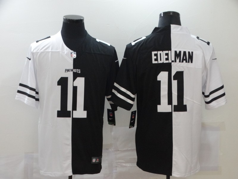 Men's New England Patriots #11 Julian Edelman White Black Peaceful Coexisting 2020 Vapor Untouchable Stitched NFL Nike Limited Jersey